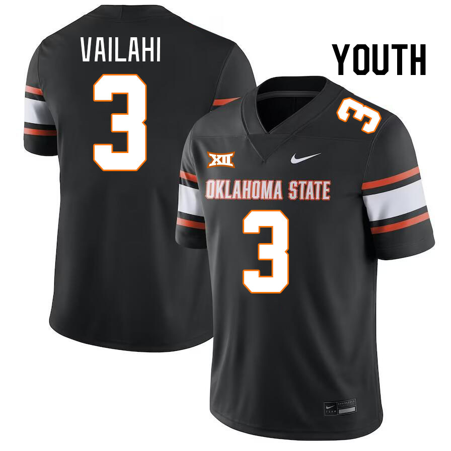 Youth #3 Sesi Vailahi Oklahoma State Cowboys College Football Jerseys Stitched-Black